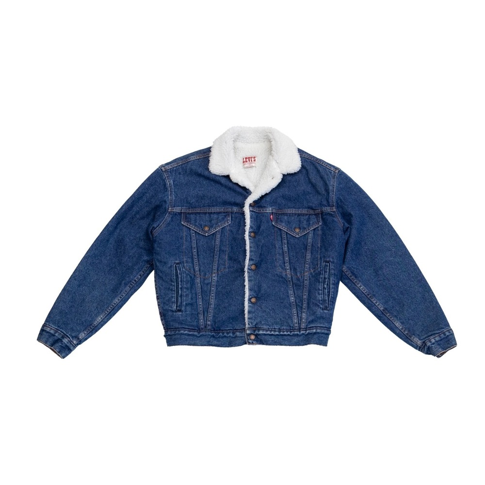 Vntg 90s Levi's Sherpa Lined Denim Jacket XL Fits‎ L USA Men's Trucker Blue Jean